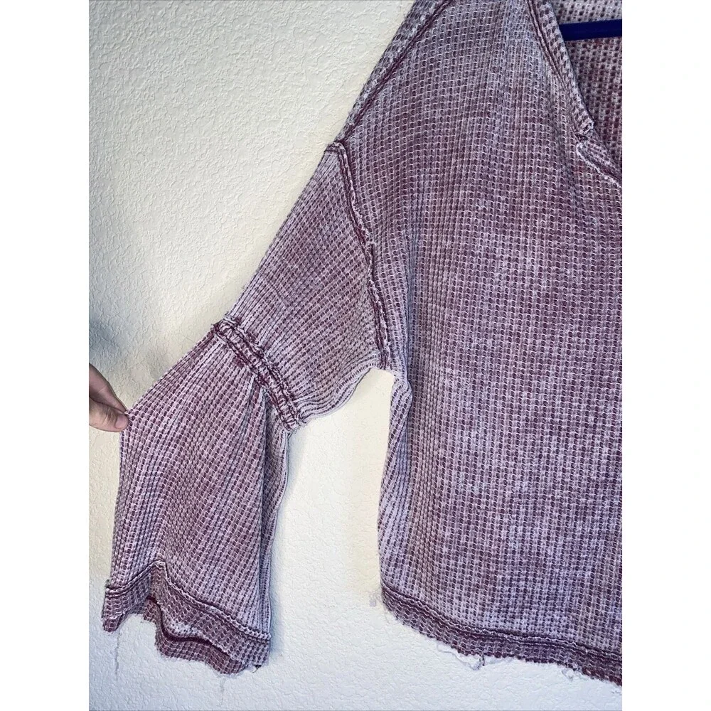 Free People Dahlia thermal Women boho Bell Sleeve top Xs Shirt hippie fairy